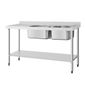 DY825 1500w x 600d mm Stainless Steel Double Sink With Left Hand Drainer