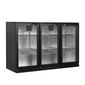 BA31H-3 311 Ltr Undercounter Triple Hinged Glass Door Black Back Bar Bottle Cooler