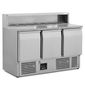 BCC3PREPGRANITE 368 Ltr 3 Door Stainless Steel Refrigerated Pizza / Saladette Prep Counter With Granite Top