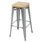 GM638 Bistro High Stools with Wooden Seat Pad Galvanised Steel (Pack of 4)
