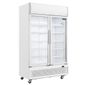 G-Series GE580 950 Ltr Upright Double Hinged Glass Door White Display Fridge With Canopy