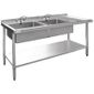U908 1800w x 600d mm Stainless Steel Double Sink With Right Hand Drainer