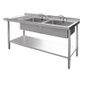 U909 1800w x 600d mm Stainless Steel Double Sink With Left Hand Drainer