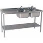 SINKD1560DBL 1500w x 600d mm Stainless Steel Double Sink With Left Hand Drainer