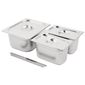 SA244 Stainless Steel Gastronorm Tray Set 1 x 1/2 & 2 x 1/4 150mm with Lids (Pack of 3)