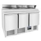 HEF570 380 Ltr 3 Door Stainless Steel Refrigerated Pizza / Saladette Prep Counter