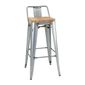 FB627 Bistro Backrest High Stools with Wooden Seat Pad Galvanised Steel (Pack of 4)