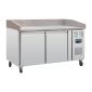 U-Series CT424 428 Ltr 2 Door Stainless Steel Refrigerated Pizza / Saladette Prep Counter With Granite Top