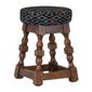 FT405 Classic Rubber Wood Low Bar Stool with Black Diamond Seat (Pack of 2)