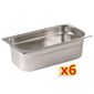 S413 Stainless Steel Gastronorm Tray Set 6 x 1/4 100mm (Pack of 6)