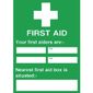 Y922 First Aiders Nearest First Aid Box Sign
