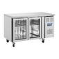 U-Series UA023 205 Ltr 2 Glass Door Stainless Steel Refrigerated Display Prep Counter