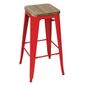 Bistro GM641 Steel High Stools with Wooden Seat Pad Red (Pack of 4)