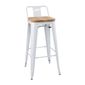 FB625 Bistro Backrest High Stools with Wooden Seat Pad White (Pack of 4)