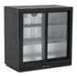 KBC2SL 218 Ltr Undercounter Double Sliding Glass Door Black Bar Back Bottle Cooler