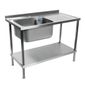 DR386 1500w x 650d mm Fully Assembled Stainless Steel Single Sink With Right Hand Drainer