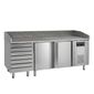 PT1310 390 Ltr 2 Door & 7 Ambient Dough Drawer Stainless Steel Refrigerated Prep Counter With Granite Worktop