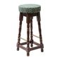 FT458 Classic Dark Wood High Bar Stool with Green Diamond Seat (Pack of 2)