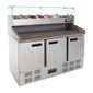 G-Series CN267 368 Ltr 3 Door Stainless Steel Refrigerated Pizza / Saladette Prep Counter With Glass Sneeze Guard