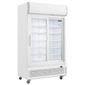 G-Series GE581 950 Ltr Upright Double Sliding Glass Door White Display Fridge With Canopy