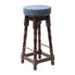 FT457 Classic Dark Wood High Bar Stool with Blue Diamond Seat (Pack of 2)