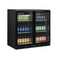 DB201H 190 Ltr Undercounter Double Hinged Glass Door Black Bar Back Bottle Cooler