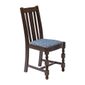 FT481 Manhattan Dark Wood High Back Dining Chair with Blue Diamond Padded Seat (Pack of 2)