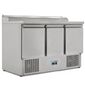 KXCC3-SAL 392 Ltr 3 Door Stainless Steel Refrigerated Pizza / Saladette Prep Counter With Raised Collar