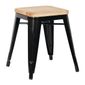 GM635 Black Steel Bistro Low Stools with Wooden Seatpad (Pack of 4)