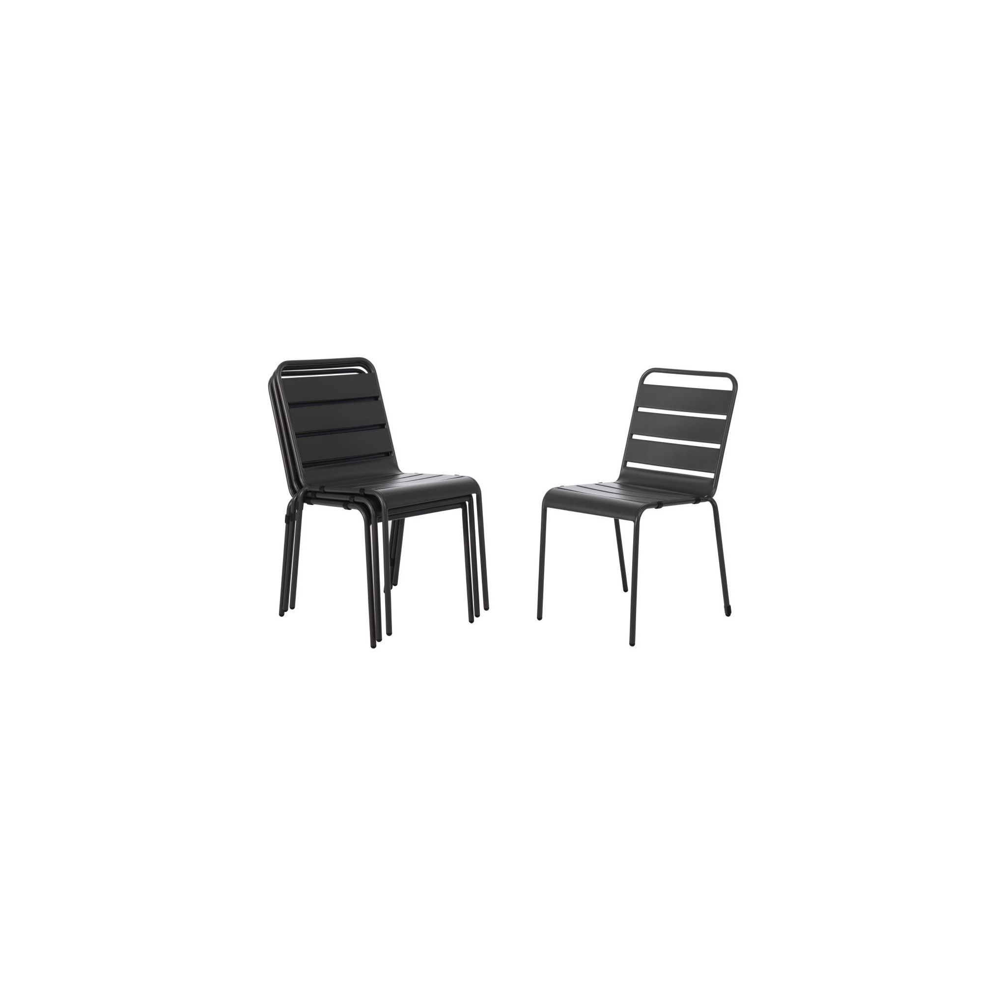 Bolero CS727 Slatted Steel Side Chairs Grey (Pack of 4)