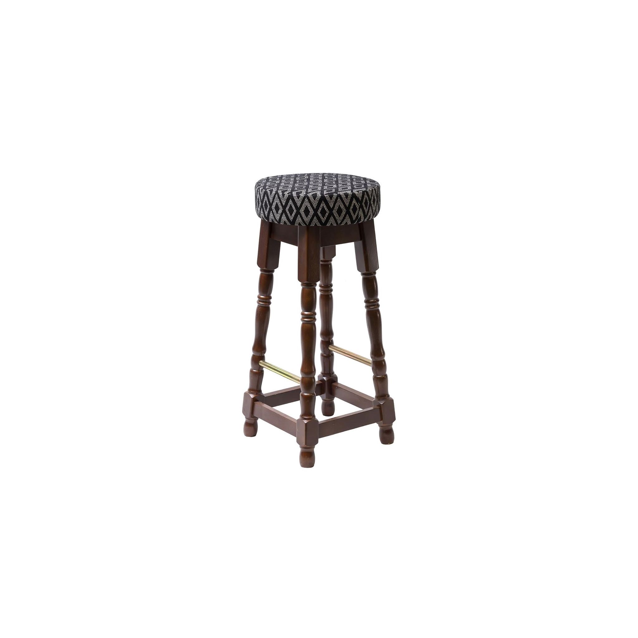 Non Branded FT456 Classic Dark Wood High Bar Stool with Black Diamond Seat (Pack of 2)