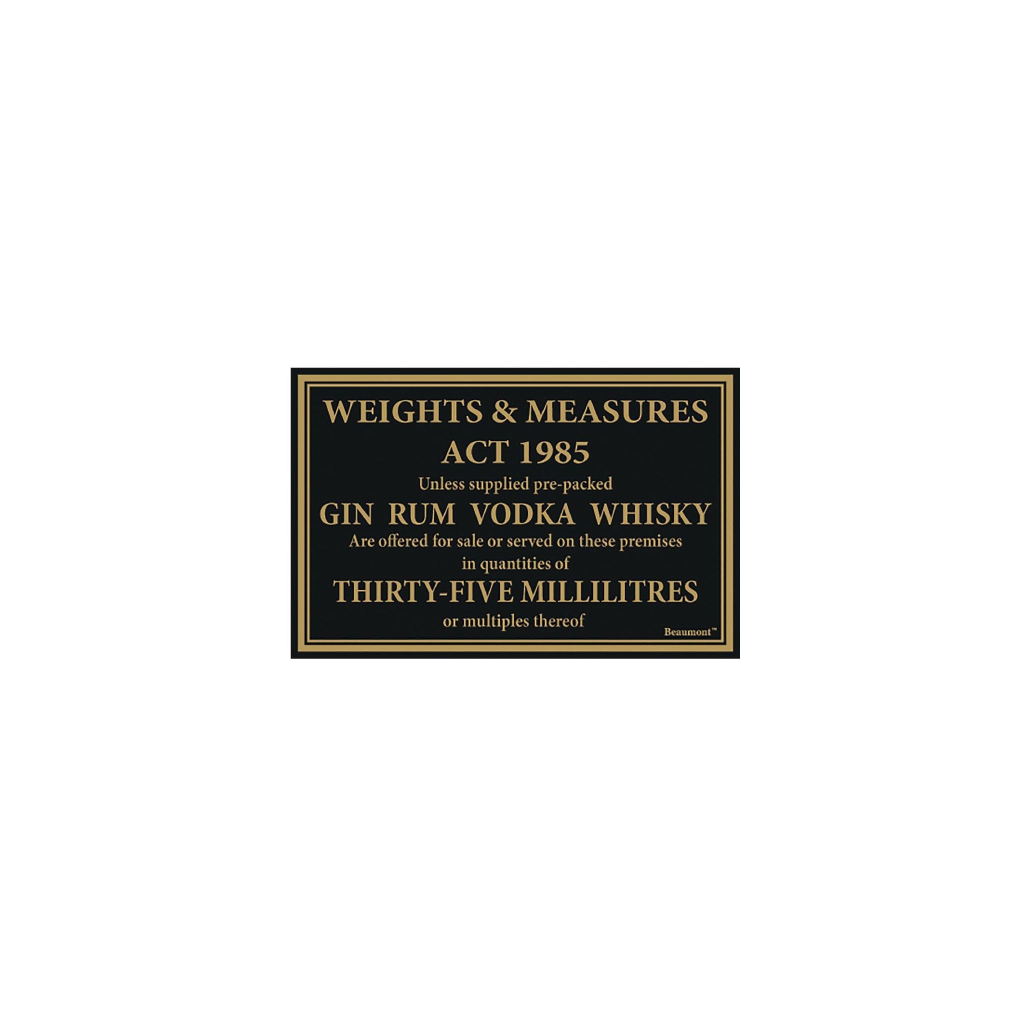 Beaumont CZ681 1985 Weights & Measures Sign 35ml 170x110mm