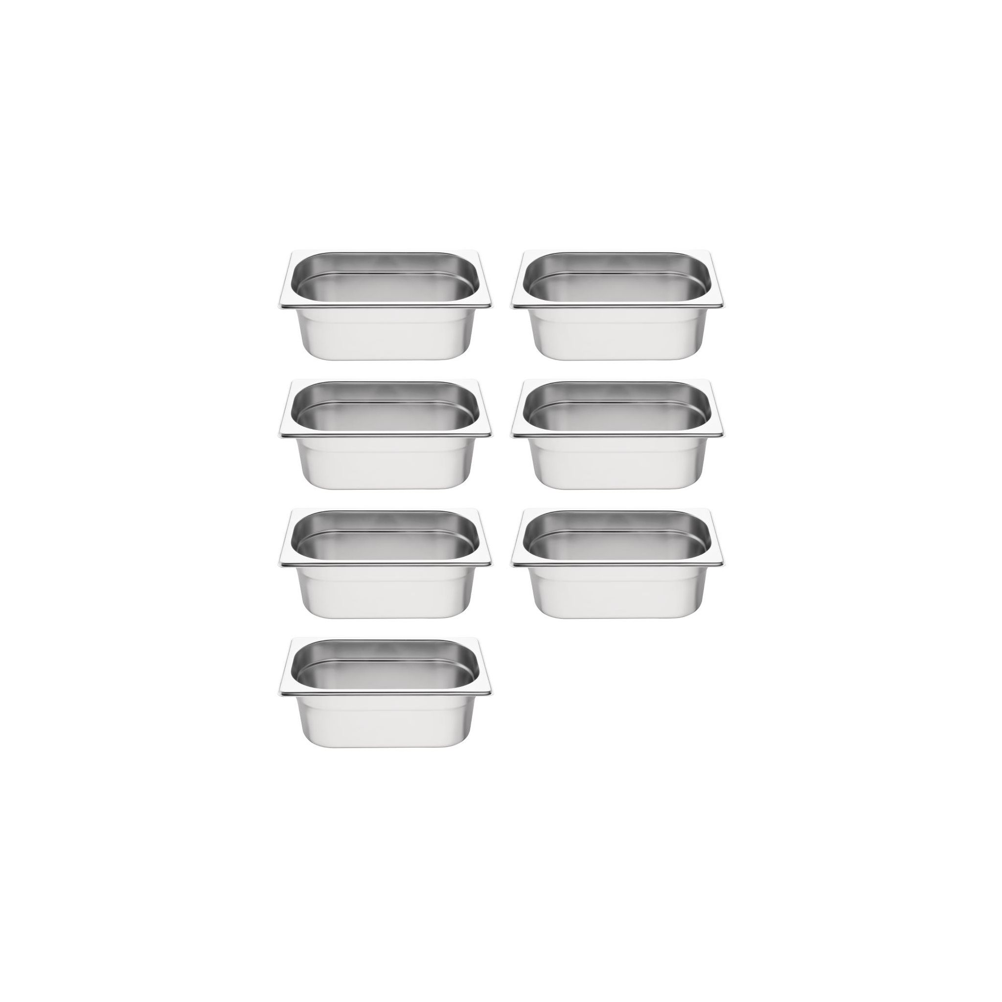 Vogue S408 Stainless Steel Gastronorm Tray Set 7 x 1/4 100mm (Pack of 7)