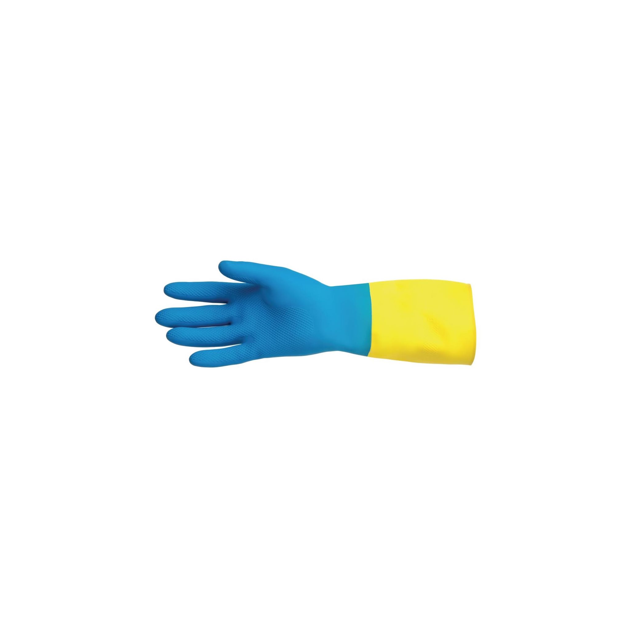 Mapa Alto 405 FA296-M Liquid-Proof Heavy-Duty Janitorial Gloves Blue and Yellow Medium