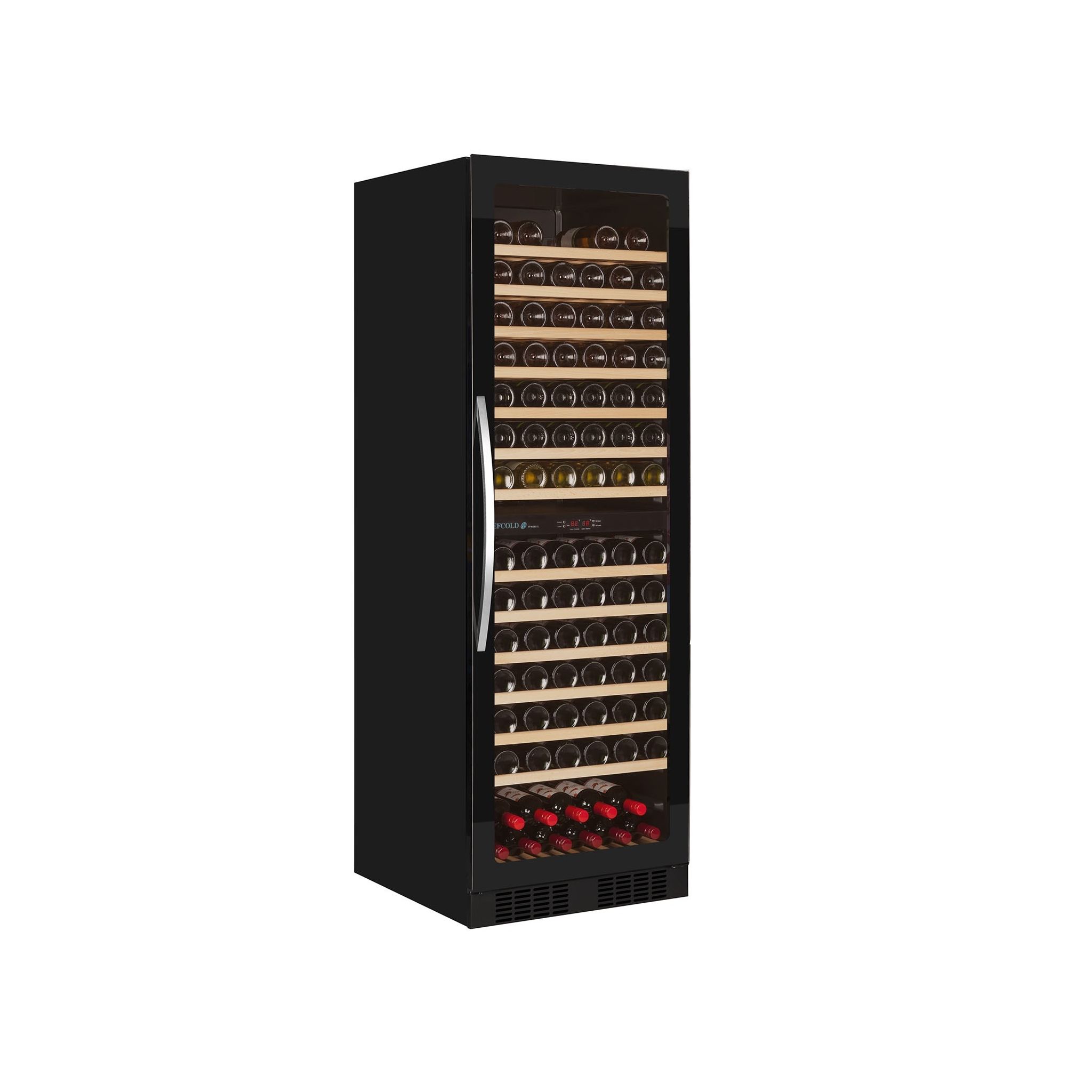 Tefcold TFW400-2F 416 Ltr Upright Single Glass Door Black Dual Zone Wine Cooler