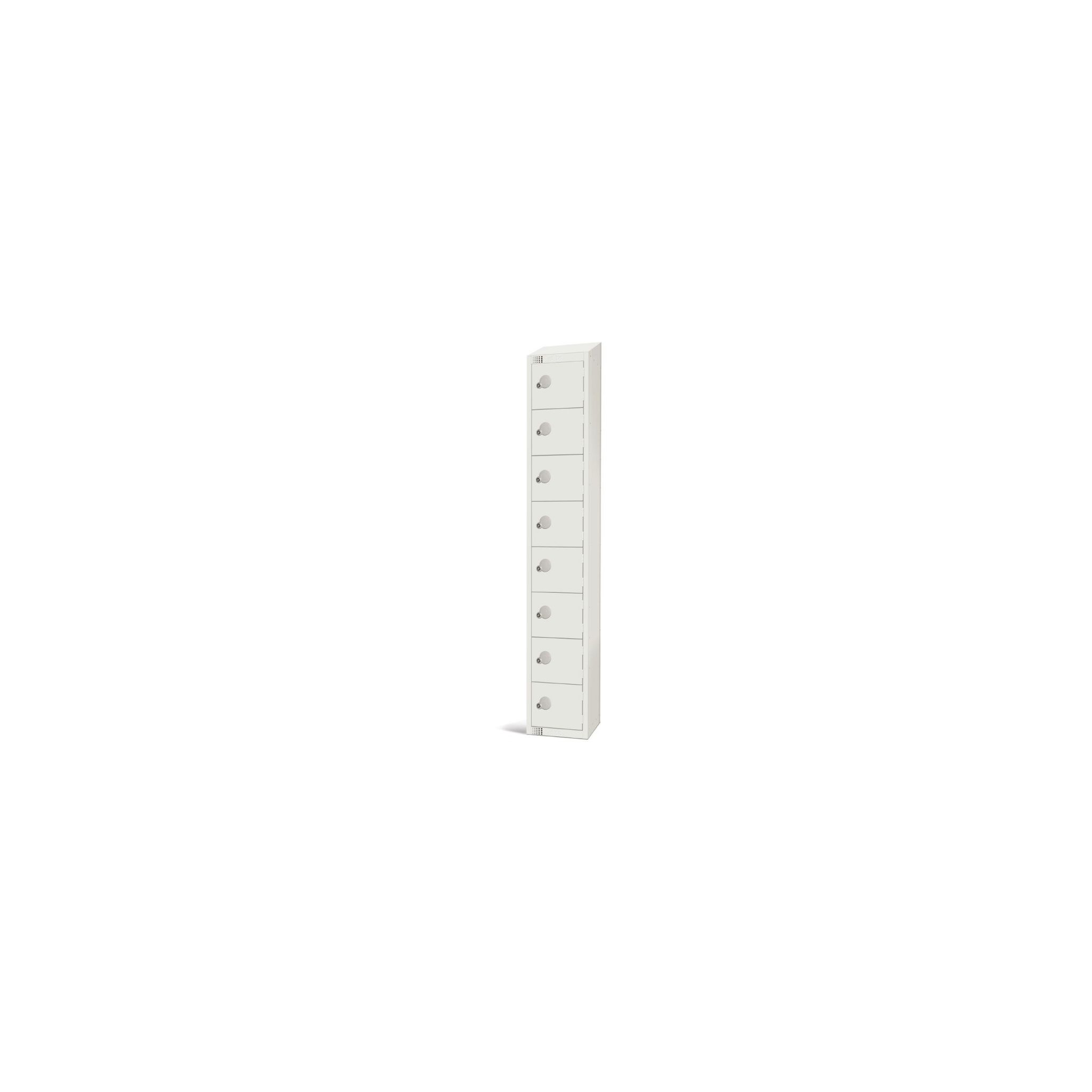 Elite Lockers GR315-CS Eight Door Camlock Locker with Sloping Top White