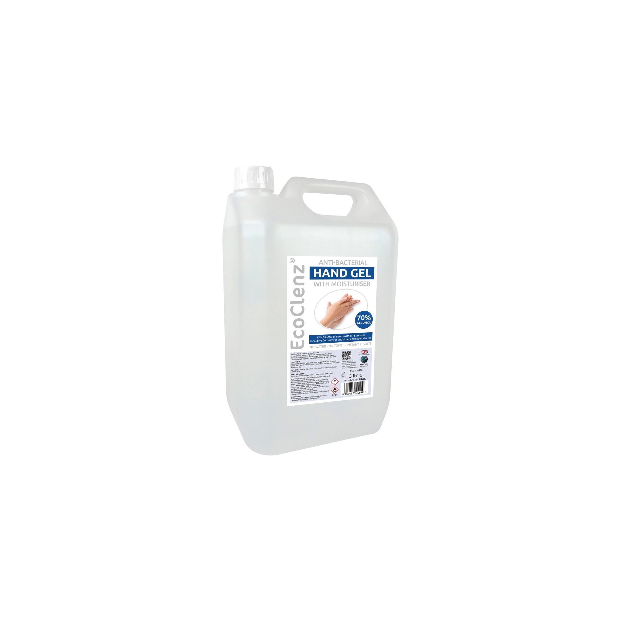 EcoTech EcoClenz DT689 Antibacterial 70% Alcohol Hand Sanitiser 5Ltr (Pack of 1)