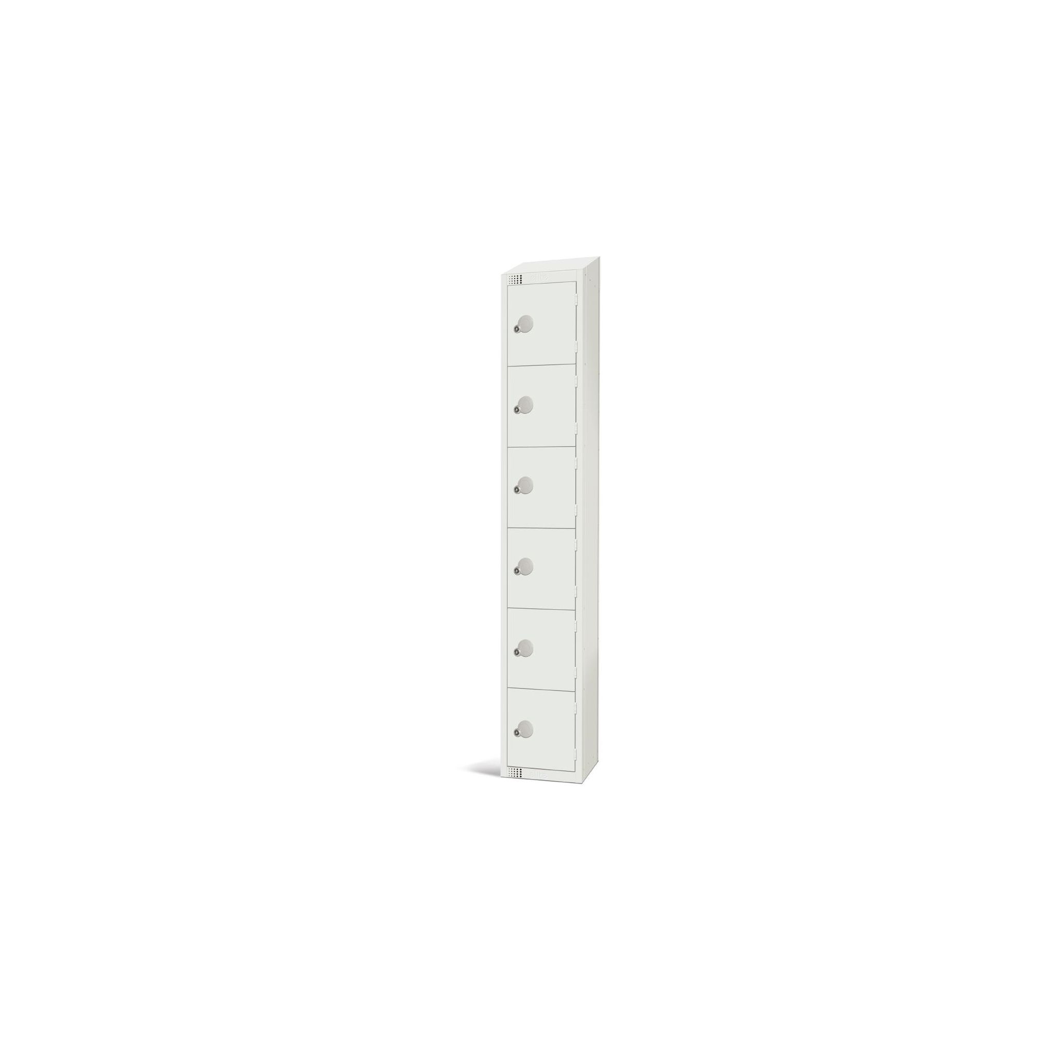 Elite Lockers GR307-CNS Six Door Coin Return Locker with Sloping Top White