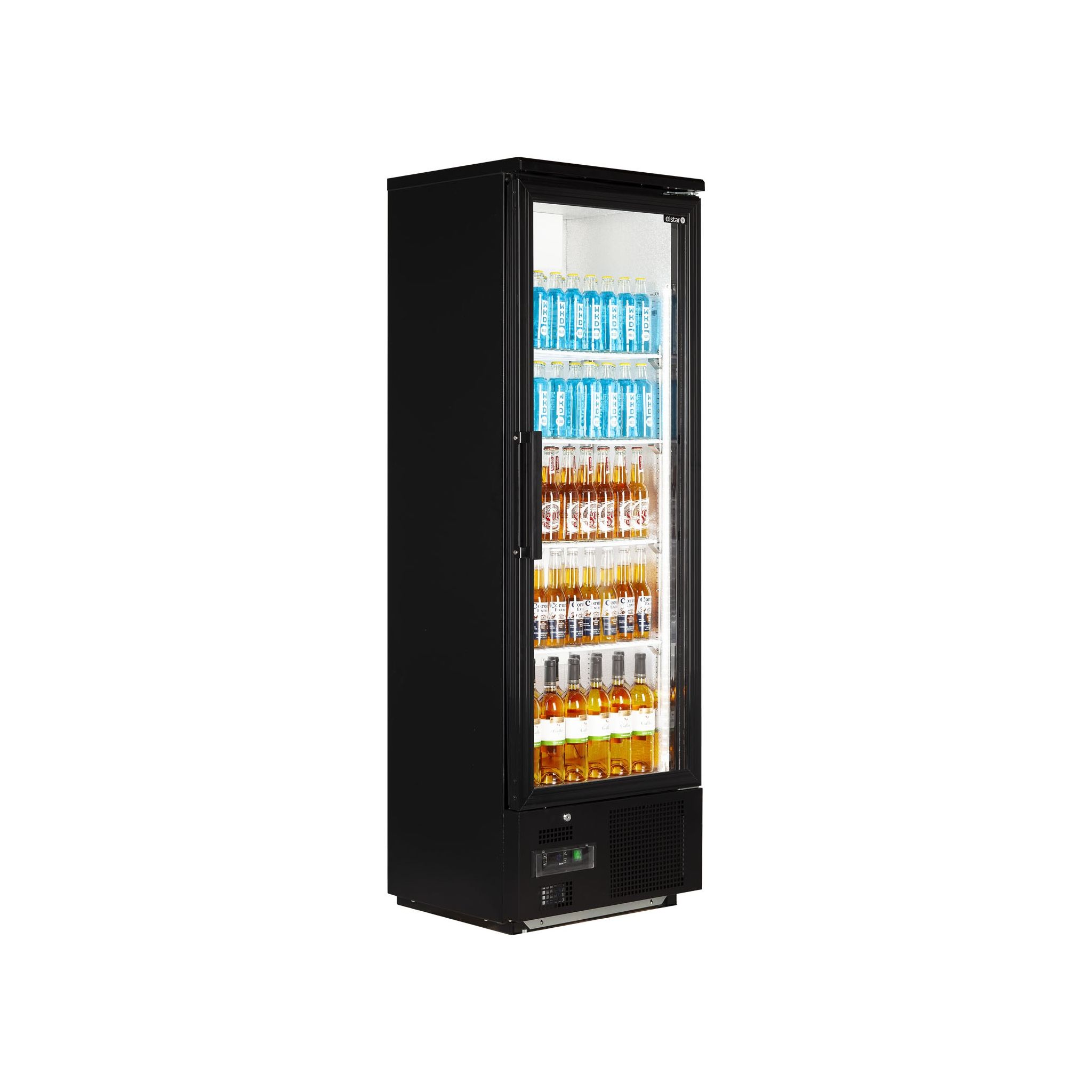 Tefcold EM300 307 Ltr Upright Single Glass Door Black Bar Back Bottle Cooler