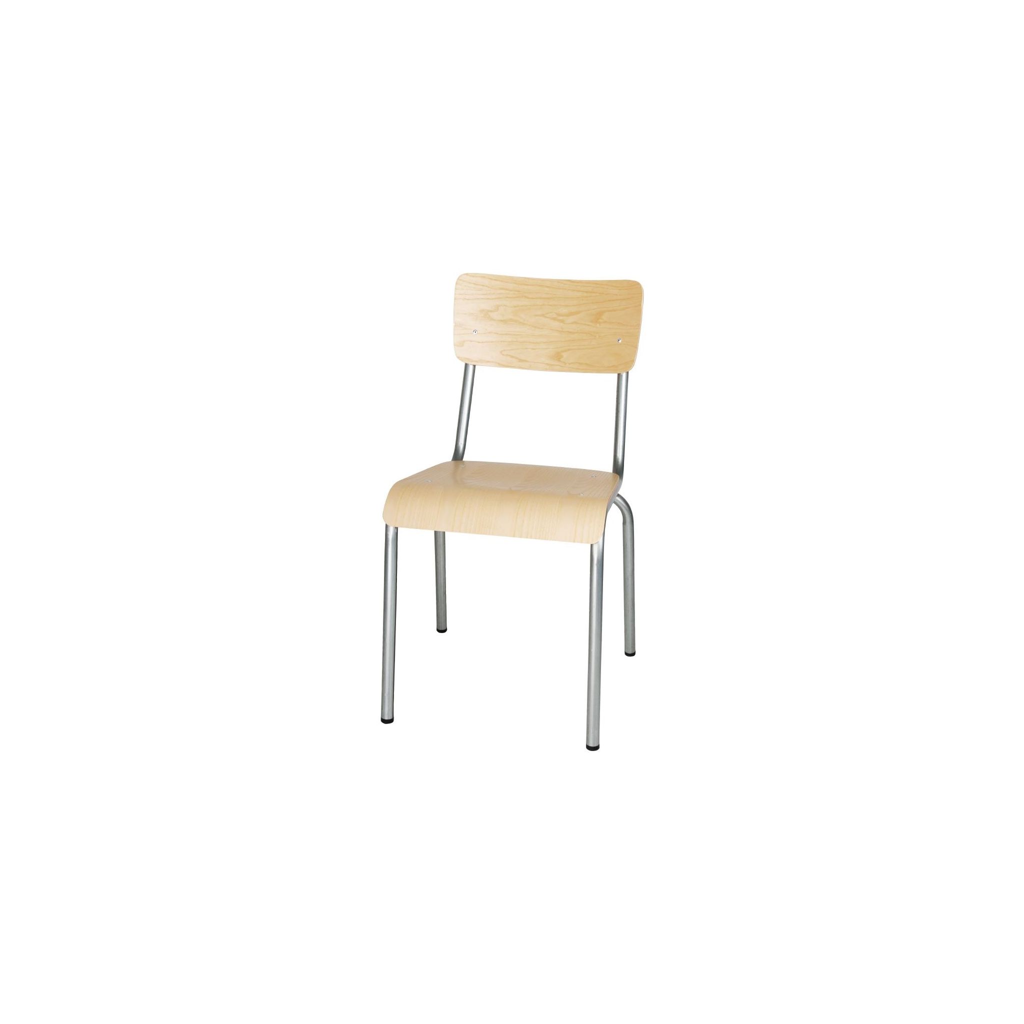 Bolero Cantina FB946 Side Chairs with Wooden Seat Pad and Backrest Galvanised (Pack of 4)