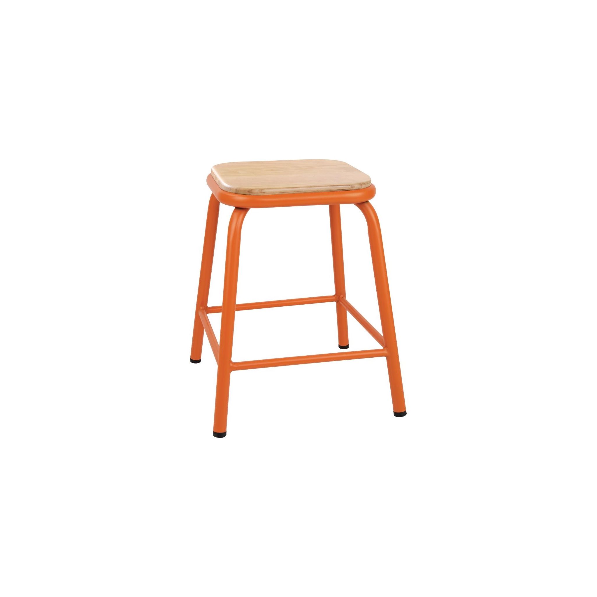 Bolero Cantina FB934 Low Stools with Wooden Seat Pad Orange (Pack of 4)