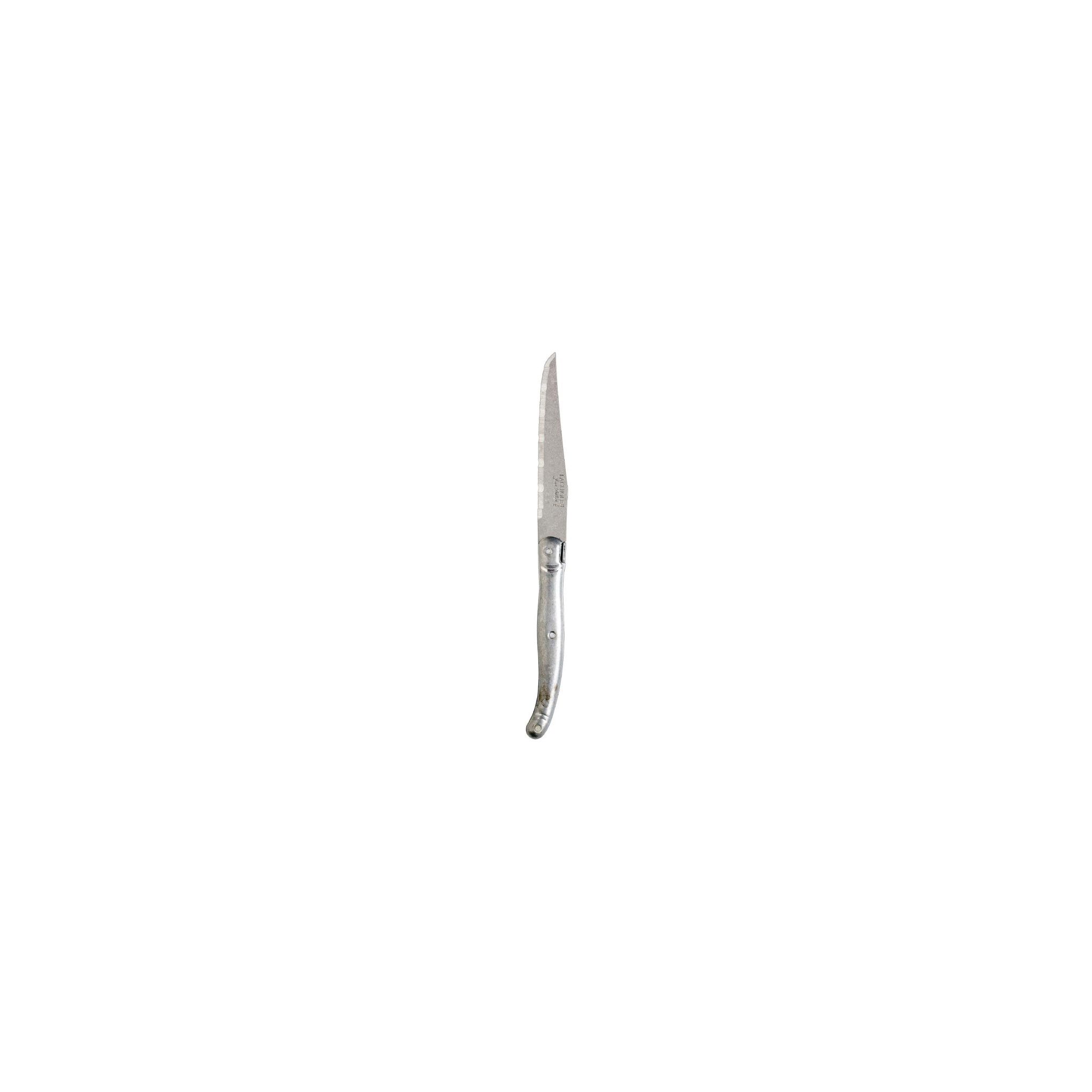 Laguiole VV1144 Serrated Steak Knives Vintage Stainless Steel Handle (Pack of 6)
