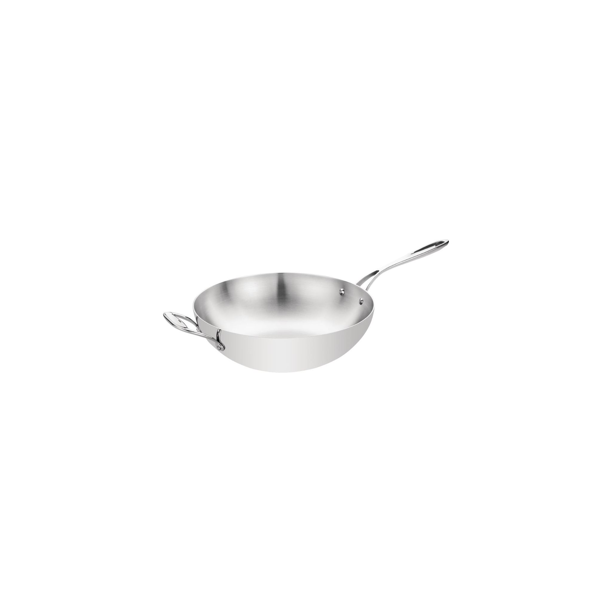 Vogue Y261 Stainless Steel & Aluminium Tri Wall Wok Flat Base 350mm