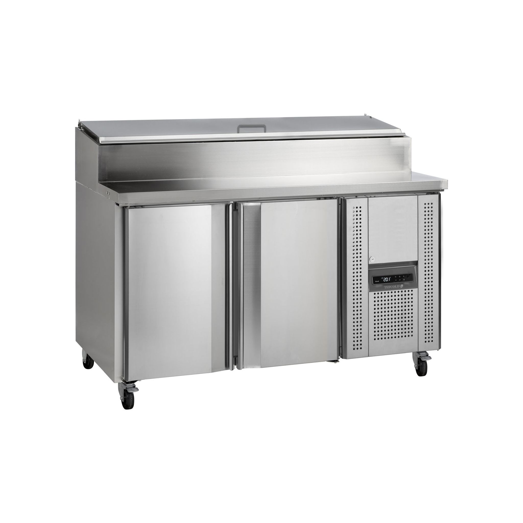 Tefcold SS7200 320 Ltr 2 Door Stainless Steel Refrigerated Pizza Prep Counter / Saladette