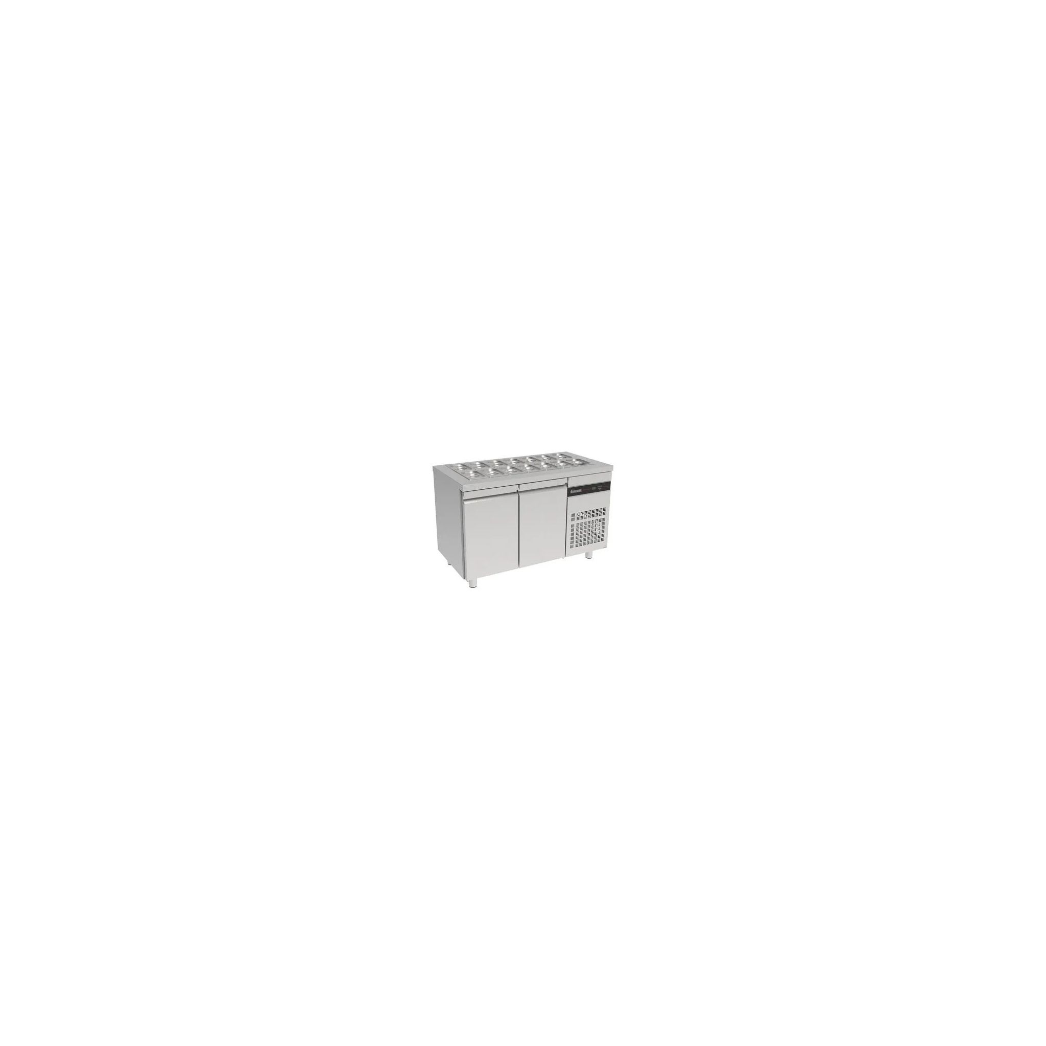 Inomak ZNF99 274 Ltr 2 Door Stainless Steel Refrigerated Pizza / Saladette Prep Counter