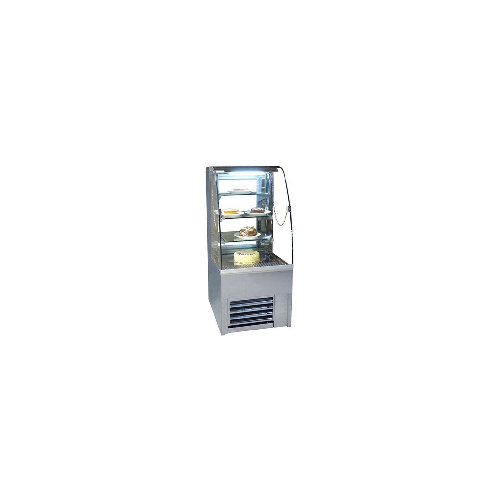 Frost-Tech P75-60 600mm Wide Stainless Steel Curved Glass Patisserie Serve Over Counter Display Fridge
