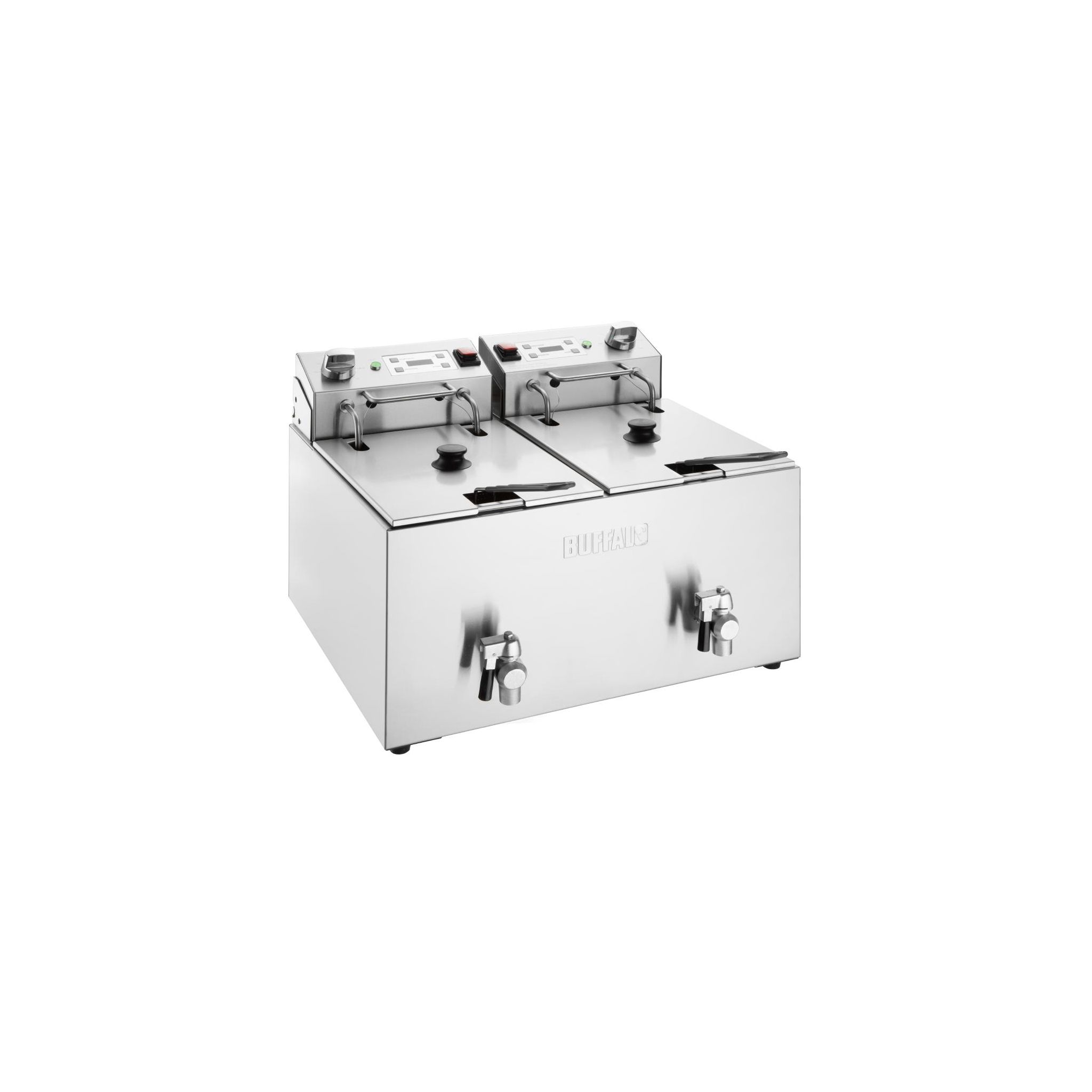 Buffalo CU621 2 x 8 Ltr Electric Countertop Twin Tank Fryer with Timer (2 x Baskets)