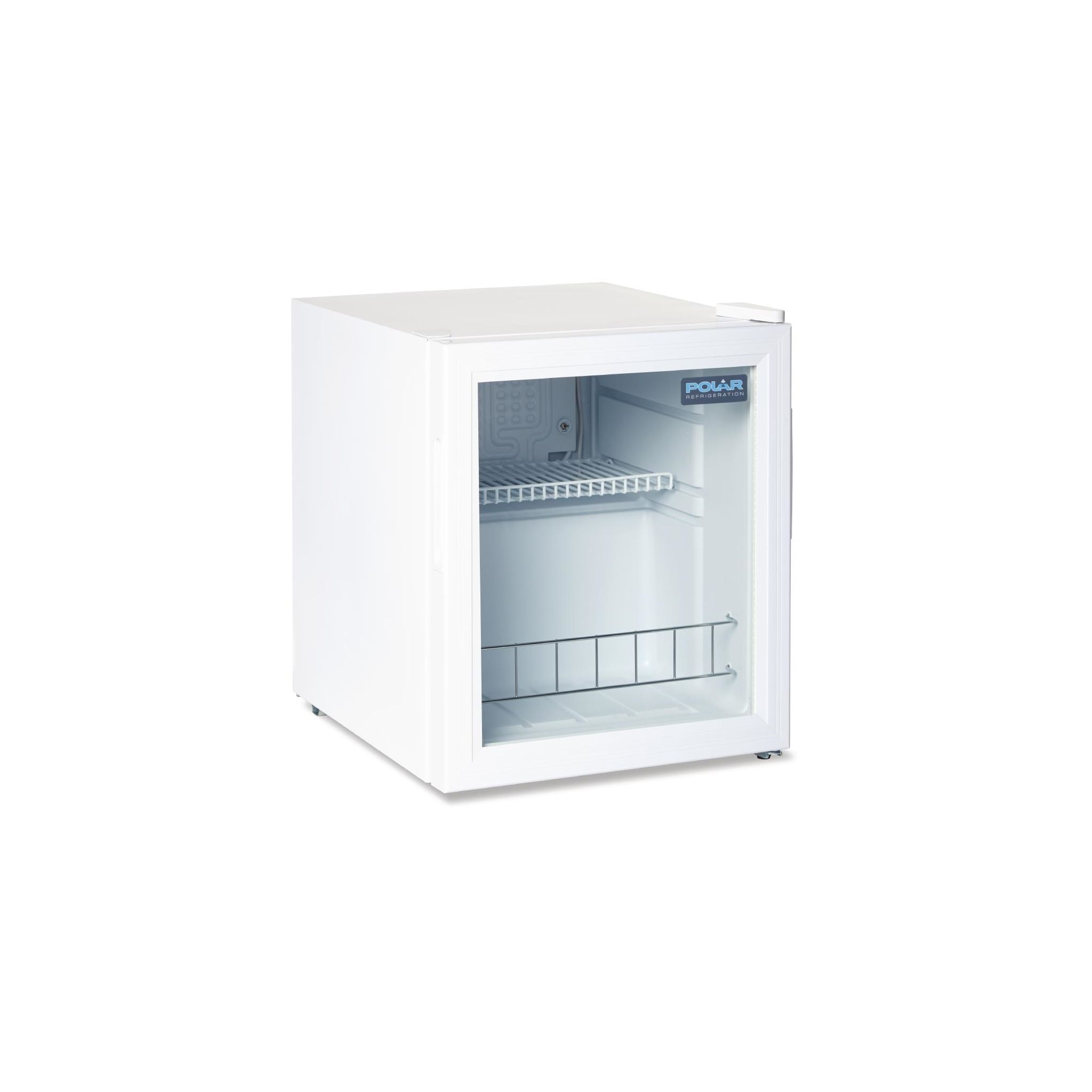 Polar C-Series DM071 46 Ltr Countertop Single Glass Door White Display Fridge