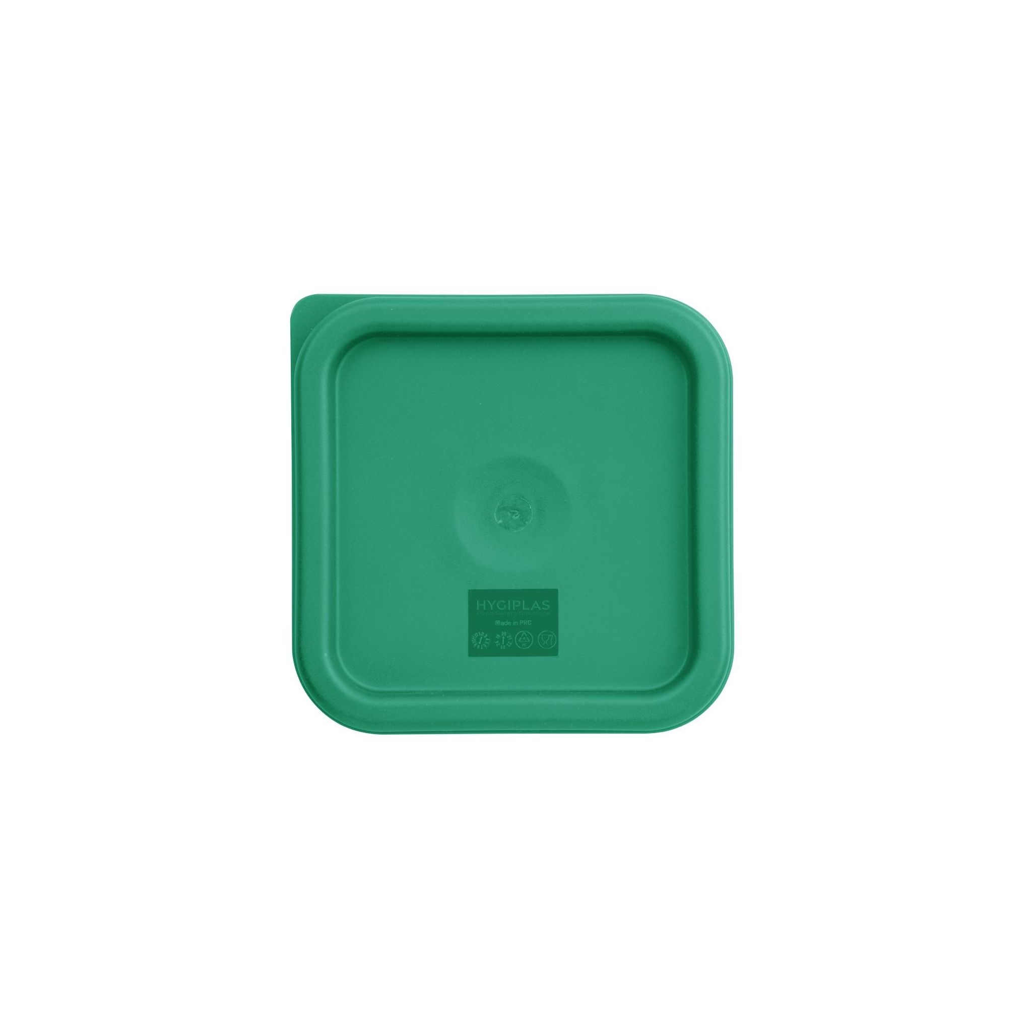 Hygiplas CF046 Polyethylene Square Food Measuring Container Lid Green Small