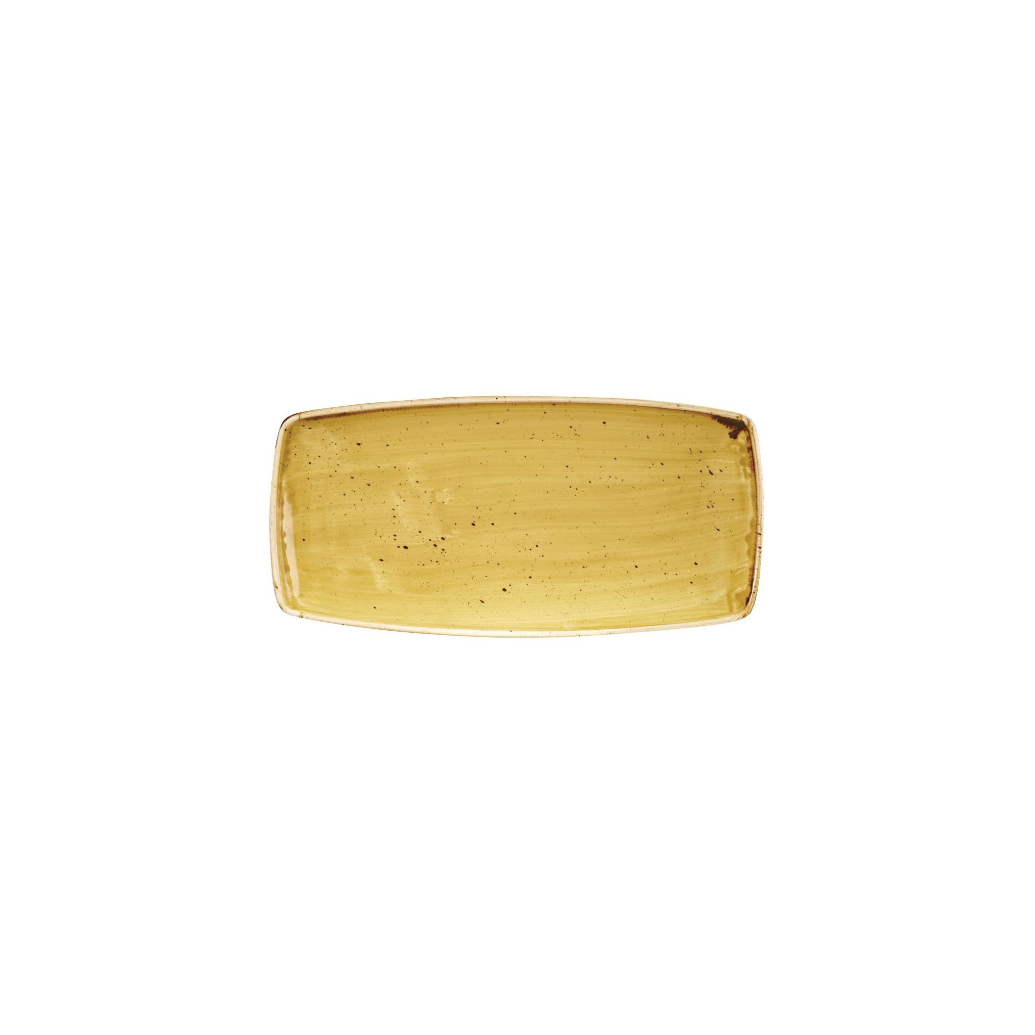 Churchill Stonecast DF791 Rectangular Plates Mustard Seed Yellow 295 x 150mm (Pack of 12)